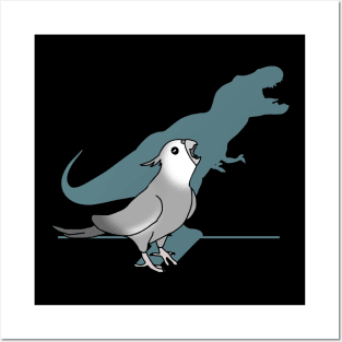 T-rex shadow - white faced grey cockatiel Posters and Art